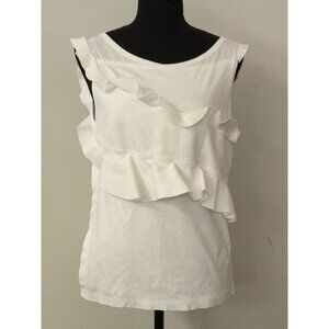 Carven Women's White Ruffle Tank Top Size Small